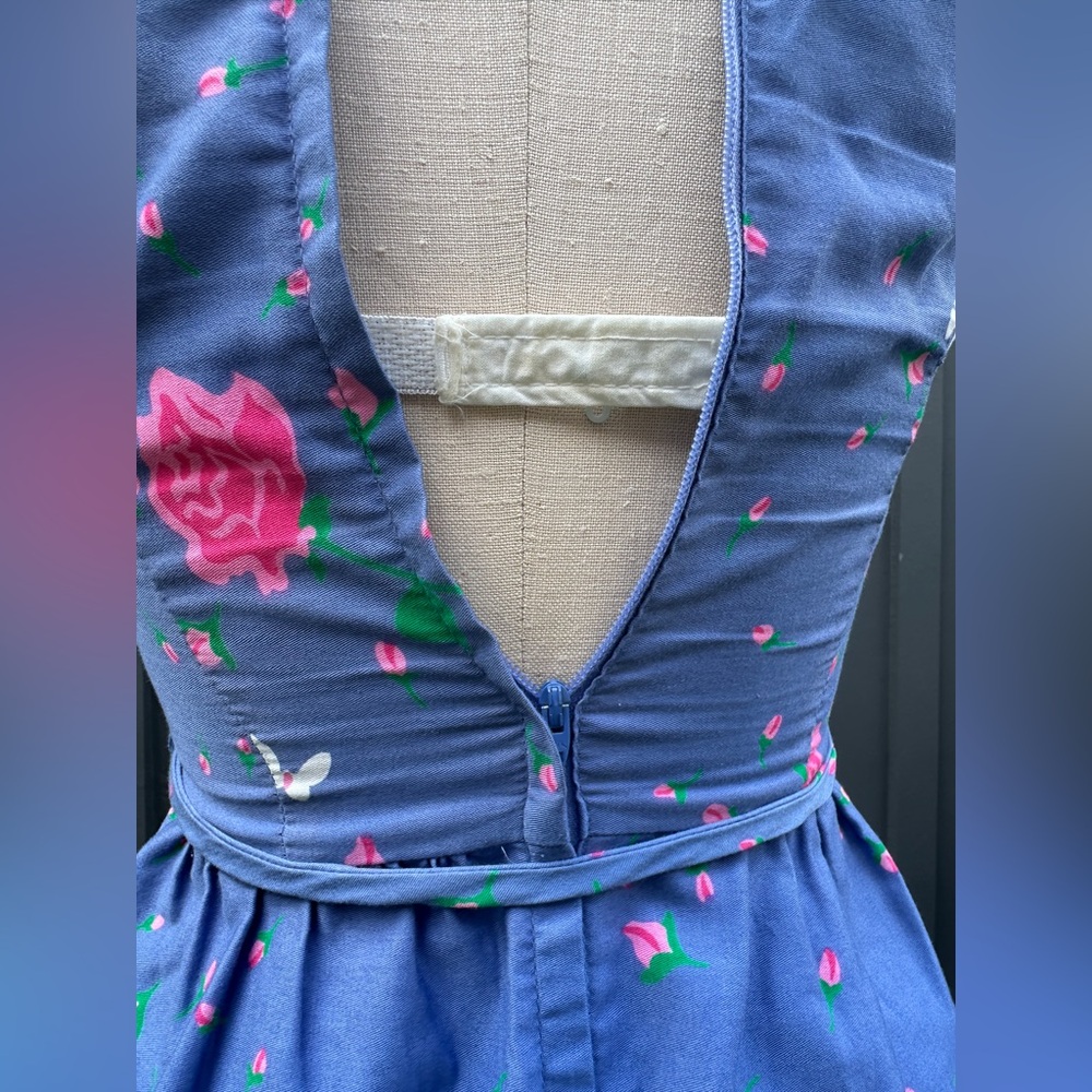 Vintage Malia Honolulu Periwinkle Floral Strappy Sun Dress - Picture 7 of 14